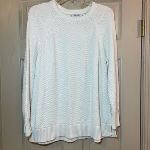 Old Navy Cream Crew‎ Neck Long Sleeve Sweater with Ribbed Detailing, Size Large